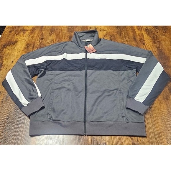 Nike Other - Nike Sportswear Jacket Men's XL Gray Black White Striped Zip Up Track Y2K NWT